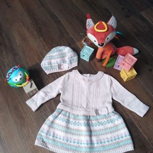 Baby Girl Dress & Hat & Tights